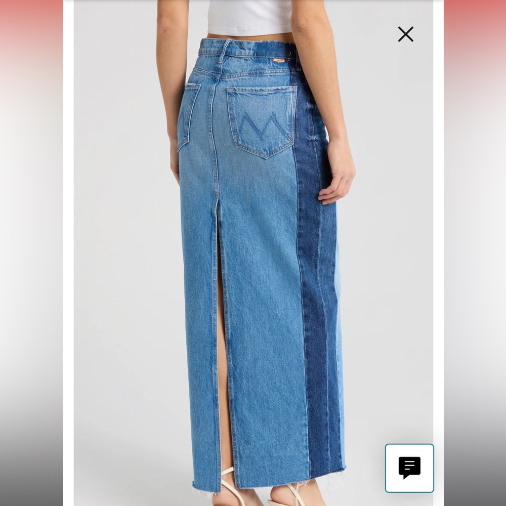 MOTHER The Flagpole Raw Hem Denim Maxi Skirt 100% Cotton - Picture 5 of 14